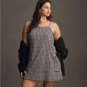 Anthropologie Apron style halter neck tie back mini dress